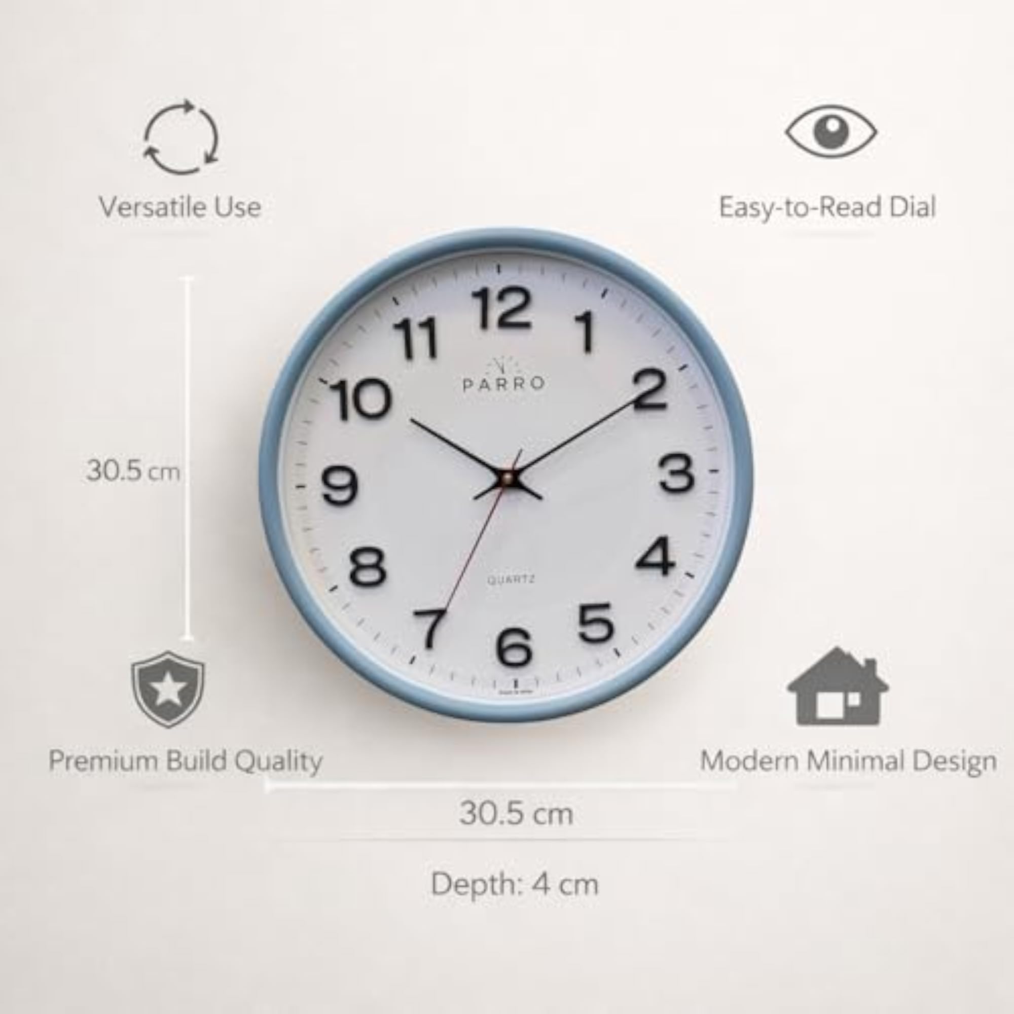 Stylish 12-Inch Quartz Analog Plastic Wall Clock